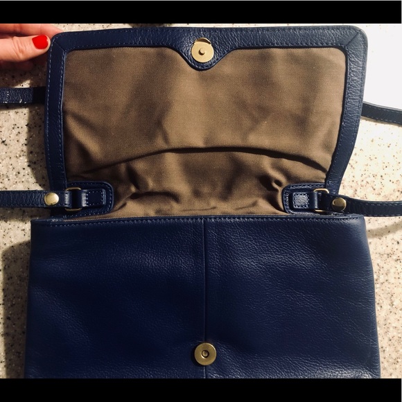 J. Crew Royal Blue Leather Messenger/Clutch - Picture 3 of 6
